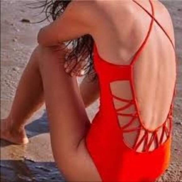 Athleta Other - Athleta Kihei Loop-back Strappy Red One-piece Small